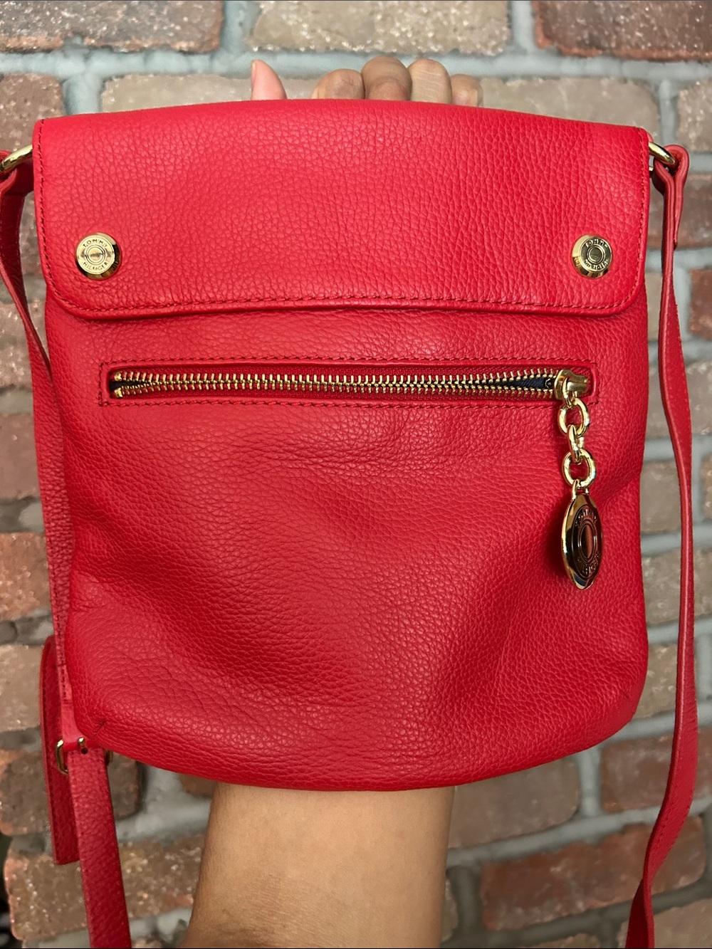 Tommy Hilfiger Red Crossbody Shoulder Bag with Gold Hardware